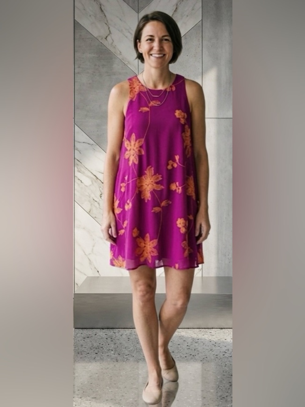 Gianni Bini , NWOT, Embroidery Sleeveless Mini Dress, XS, P2P : 17”